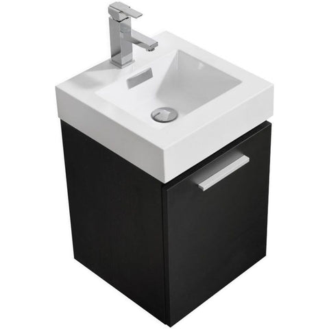 Oakestry 16-Inch Black Wall Mounted Bathroom Vanity with Sink Modern Floating Cabinet for Small Spaces Space Saving Storage Contemporary Bathroom Design