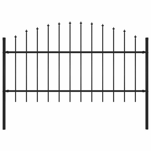 vidaXL Resistant Steel Garden Fence with Spear Top, Sturdy and Durable, Creates Secure and Maintenance-Free Perimeter, Total Length 5.6', Black
