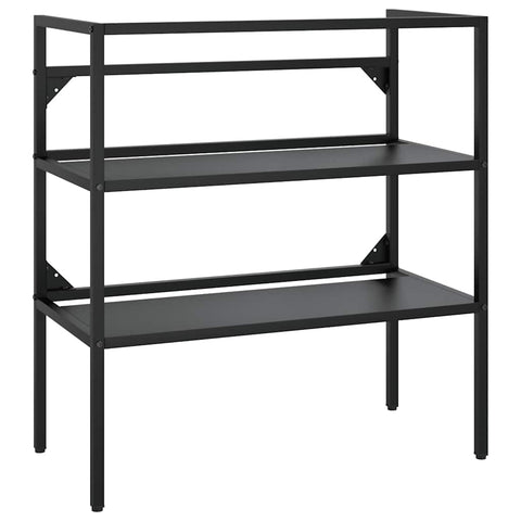 vidaXL Black Iron Bathroom Washbasin Frame - Weather- Powder-Coated Console Sink Stand, Easy-to-Clean, 31.1"x15"x32.7" Storage Furniture