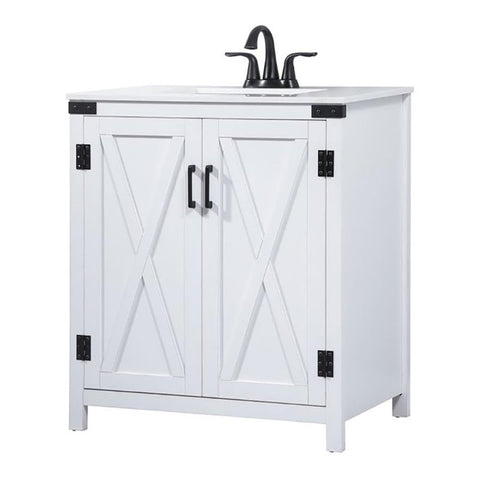 Elegant Decor Grant 30" Aluminum MDF Single Bathroom Vanity in White