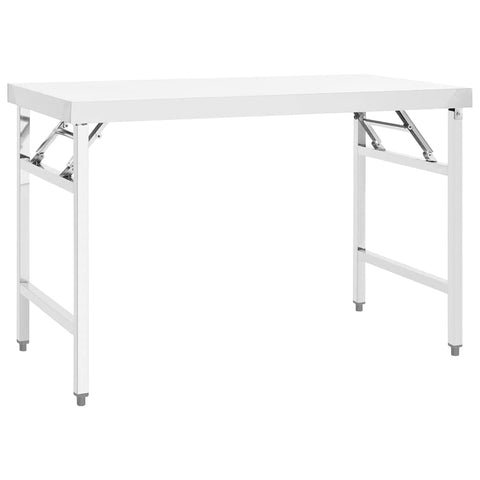 vidaXL Kitchen Folding Work Table 47.2"x24"x32" - Robust Stainless Steel Gastronomy Workbench for Commercial Use - Easy Cleaning and Setup