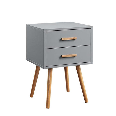 Convenience Concepts Oslo 2 Drawer End Table 15.75" - Mid-Century Modern, Minimalist Side Table with Storage Drawers for Living Room, Family Room, Bedroom, Gray/Natural
