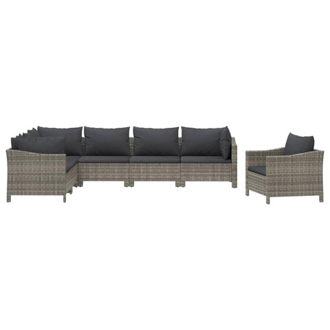 vidaXL 8 Piece Patio Lounge Set in Gray Poly Rattan â€“ Versatile Outdoor Furniture with Cushions, Durable and Weather Resistant â€“ Perfect for Garden, Patio, Poolside Lounge Area