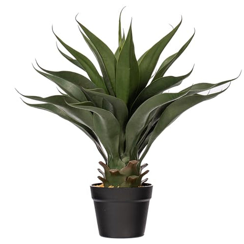 Vickerman Everyday 22" Indoor Artificial Green Potted Aloe Vera - Black Plastic Pot - Unique Succulent of Durable PVC - Maintenance Free