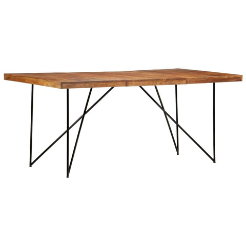 vidaXL Industrial Style Solid Acacia Dining Table 70.9 in Rectangular for 6 Persons Kitchen Furniture Indoor Use Wooden Large Wood Steel Frame Room Handmade