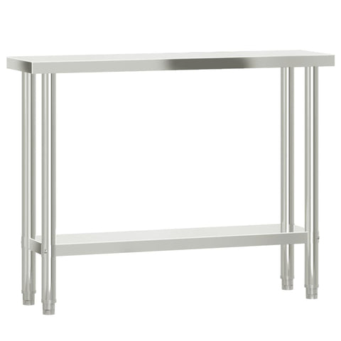 vidaXL Stainless Steel Kitchen Work Table - 43.3"x11.8" Prep Surface, Lower Shelf Storage, for Home Kitchen, Restaurant, Bar