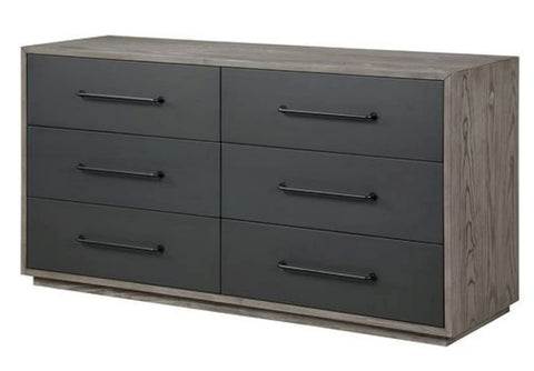 Estevon Gray Oak Wood 6-Drawer Dresser by Acme