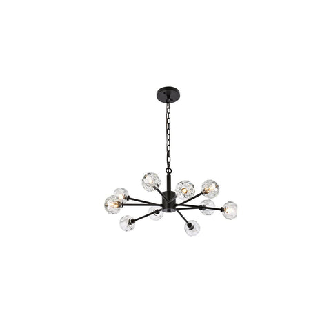 Elegant Lighting Graham 10-Light Modern Crystal Pendant in Black