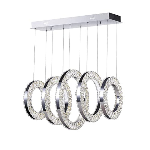 CWI Lighting Celina 31'' Modern LED Chandelier with Chrome Finish for Dining Room, Living Room, Kitchen Island – Integrated LED – Adjustable Height – BACL Certified with 3-Year Warranty