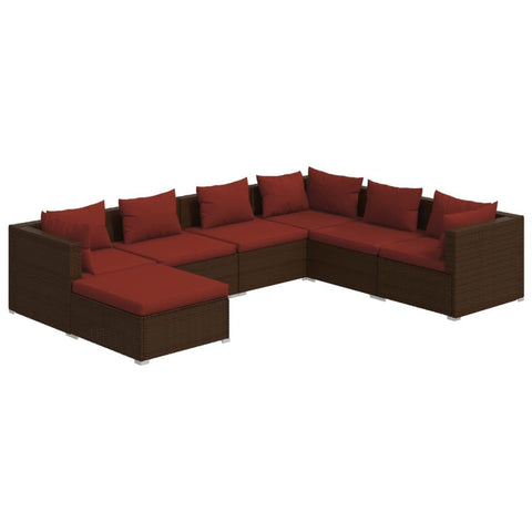 vidaXL Patio Lounge Set 7 Piece, Patio Furniture Set for Outdoor Garden, Sectional Sofa with Cushions, Corner Sofa, Poly Rattan Brown