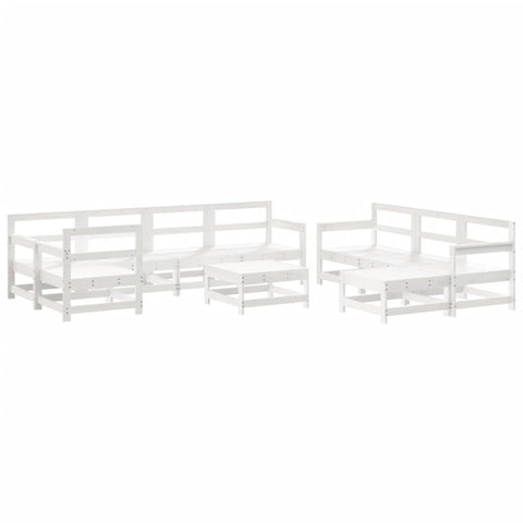 vidaXL Garden Lounge Set 10 Piece, Modular Sofa with Footstool, Corner Sofa for Patio, Outdoor Lounge Set, Farmhouse Style, White Solid Wood Pine