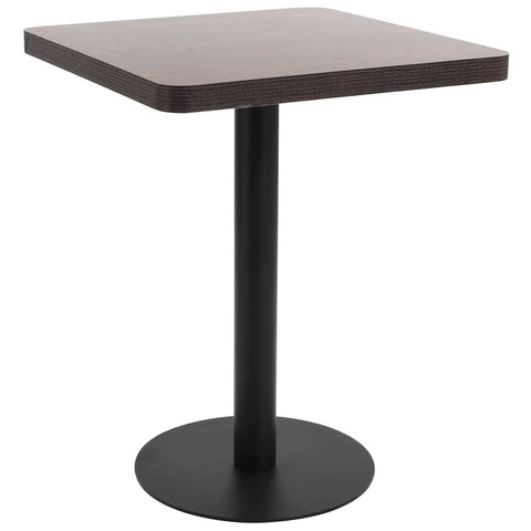 vidaXL Modern Bistro Table - Dark Brown and Black Square Dining Bar Table with MDF Top and Steel Leg for Home, Restaurant, Coffee Shop or Bar.