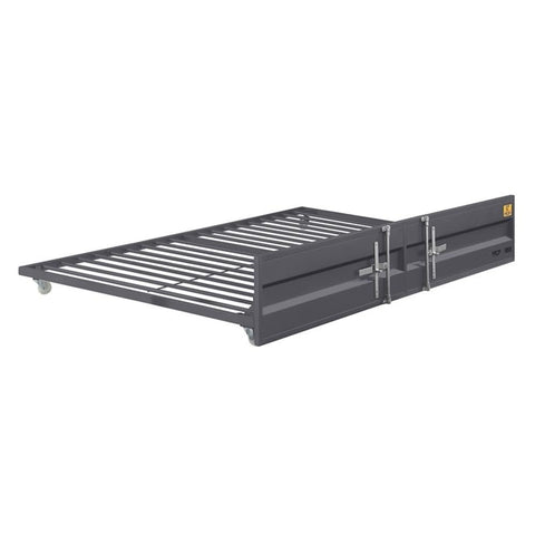 Acme Cargo Metal Cargo Container Style Twin Trundle with Casters in Gunmetal