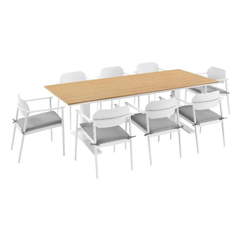 Modway Aeris 9-Piece Outdoor Patio Dining Set in White