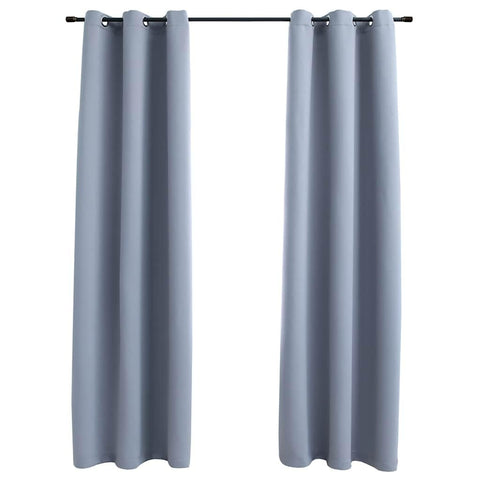 vidaXL Curtains 2 Pcs, Blackout Curtains for Bedroom Living Room, Window Blinds with Rings, Darkening Curtains Drapery, Gray Fabric