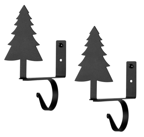 Village Wrought Iron Pine Tree Curtain Rod & Shelf Brackets (Pair)