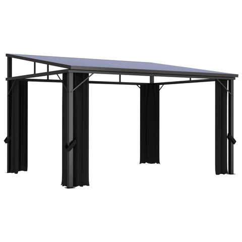 vidaXL Gazebo with Curtains - UV-Resistant PVC Roof - Aluminum and Steel Construction - Anthracite - 13.3'x9.6'x8' - Outdoor Event Shelter