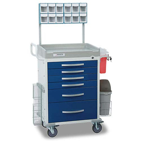 Loaded DETECTO Rescue Series Anesthesiology Medical Cart 6 Blue Drawers
