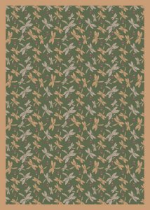 Joy Carpets Kaleidoscope Dragonflies Whimsical Area Rugs, Green