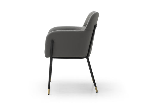 Whiteline Modern Living Heidi Dining Armchair – Modern Elegance with Plush Comfort Space-Saving Design & Durable Craftsmanship Versatile Accent Chair for Dining Rooms (Dark Grey)
