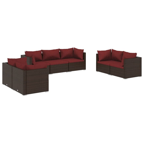 vidaXL Patio Lounge Set 7 Piece, Patio Furniture Set for Outdoor Garden, Sectional Sofa with Cushions, Corner Sofa, Poly Rattan Brown