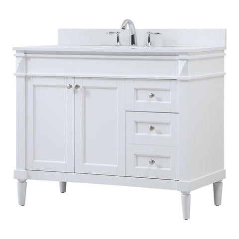 Elegant Decor Indoor Modern Under Sink Bathroom Fixtures Storage Organizer Cabinet 42 inch Single Bathroom Vanity - White with backsplash