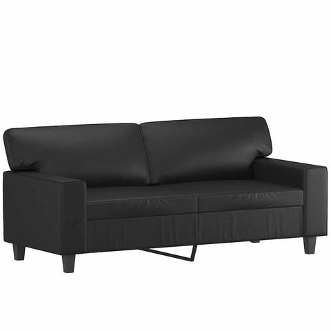 vidaXL Black Sofa Chair with Durable Faux Leather, Comfort Seat with Padded Armrests and Back Pillow, Stable Metal Frame, Modern Design, 37" x 30.3" x 31.5"