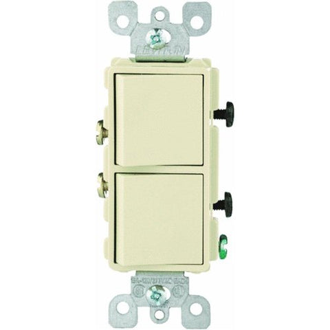 Leviton R51-05634-0IS 15 Amp Ivory Decora Dual Switch