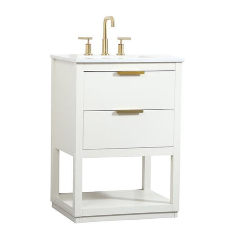 Elegant Decor Larkin 24" Solid Wood MDF Single Bathroom Vanity in White