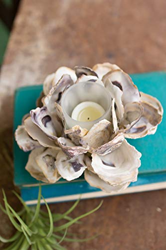 Kalalou PGT1000 Transitional Oyster Shell Flower Votive Holder in Bronze/Dark Finish, 7.50 inches