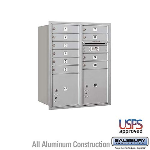 Recessed Mounted 4C Mailbox-37-1/2 H-10 MB1 DRS/1 PL4/1 PL4.5-Aluminum-Rear Load-for -for use with USPS Lock