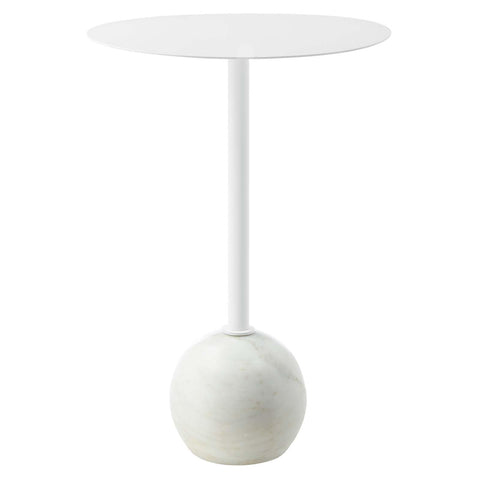 Modway EEI-6606-WHI-WHI Aliza Round White Marble Side Table, White White