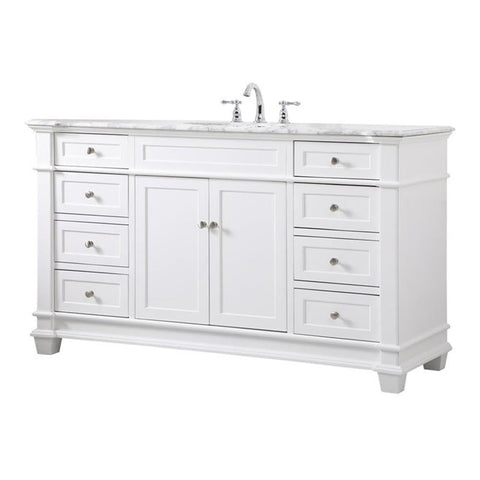 Elegant Decor Wesley 60" Steel and Solid Wood Single Bathroom Vanity Set - White