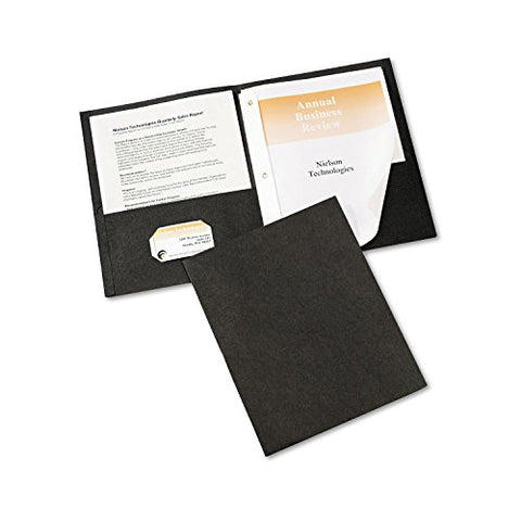 Two-Pocket Folder Prong Fastener 0.5 inch Capacity 11 X 8.5 Black 25/box