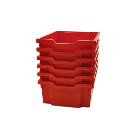 Gratnells Deep F2 Storage Tray, Pack of 6, Heavy Duty School, Industrial & Utility Storage Bins, 12.3" x 16.8" x 5.9" (Flame Red)
