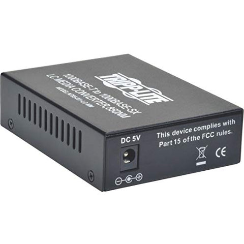 TRIPP LITE Network Copper RJ45 Ethernet to Fiber LC Duplex Multimode Extender Converter, 850nm Wavelength, Gigabit 10/100/1000 UTP, Extend 1800 Feet / 550M, 2-Year Warranty (N785-001-LC-MM)