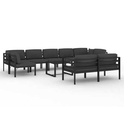 vidaXL Patio Lounge Set 7 Piece, Patio Furniture Set for Outdoor Garden, Sectional Sofa with Cushions, Corner Sofa, Aluminum Anthracite