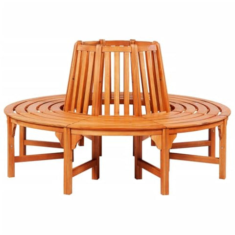 vidaXL Circular Tree Bench, Outdoor Seating, Eucalyptus Tropical Hardwood, Weather-, Durable, Unique Design, Brown
