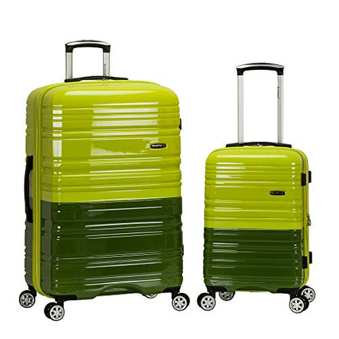 Rockland Melbourne Hardside Expandable Luggage with Spinner Wheels, 2TONEGREEN, 2 Piece (20/28)