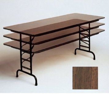 Correll 24"x72" Commercial Duty Adjustable Height Folding Table, Walnut HP Laminate Top, Heavy Duty 3/4" Thick Core, Made in The USA (CFA2472PX-01)