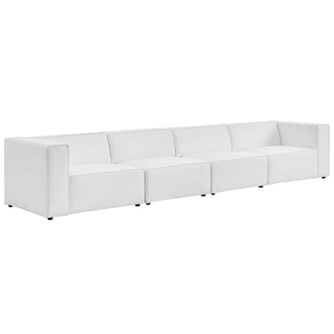 Modway Mingle Vegan Leather 4-Piece Sectional Sofa in White