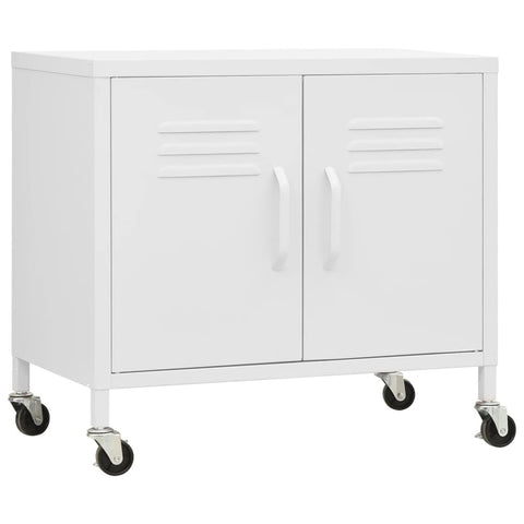 vidaXL Storage Cabinet, File Cabinet for Home and Office, Freestanding Drawer Cabinet with Wheels, Filing Storage, Industrial Style, White Steel