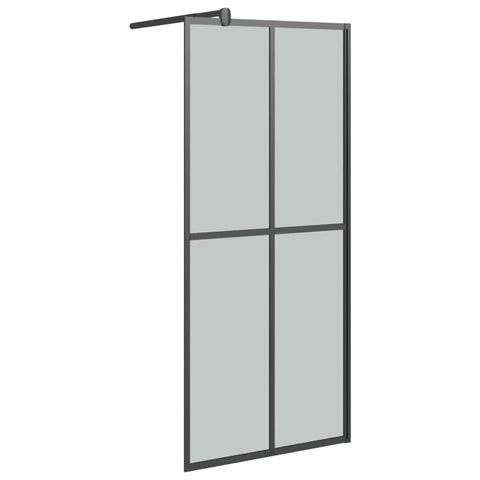 vidaXL Walk-in Shower Screen - Dark Tempered ESG Glass in Black - Aluminum Frame with Adjustable Size - Modern Design, Easy to Clean, Durable Bathroom Fixture - 31.5"x76.8"
