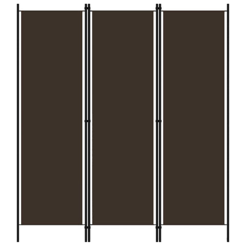 vidaXL 3-Panel Freestanding Room Divider in Brown - Fabric and Iron Material - Indoor Partition and Privacy Screen - Modern Industrial Style