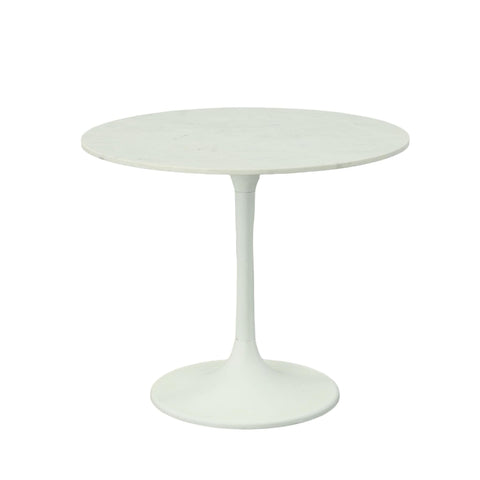 Carolina Chair & Table Enzo 36" Round Dining Table - Modern Marble Top with Metal Frame, Pedestal Base Accent Table - Home Decor Mid-Century Furniture for Living Room, Kitchen, Dining Room (White)