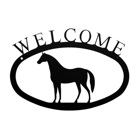 Village Wrought Iron Standing Horse Welcome Home Sign Small