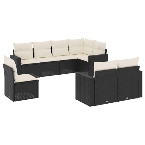 vidaXL Patio Sofa Set with Cushions 8 Piece, Outdoor Conversation Set, Sectional Sofa for Balcony Garden, Patio Furniture, Black Poly Rattan