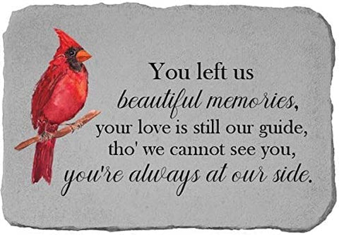 Kay Berry You Left us Beautiful Memories. Fused Glass 15"x10" Memorial Stone with Red Cardinal