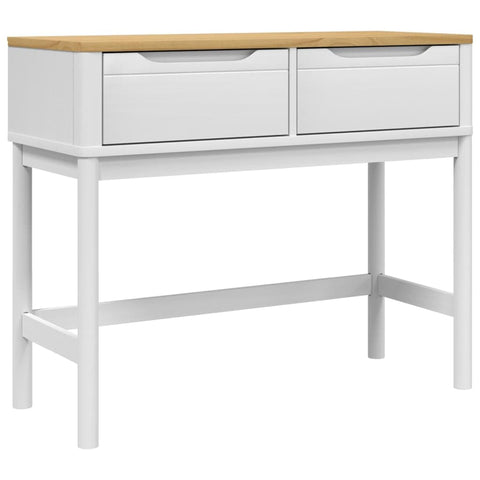 vidaXL Console Table, Sofa Table with Drawers, Behind Sofa Table for Hallway Living Room, Storage Hall Table, Modern Style, White Solid Wood Pine