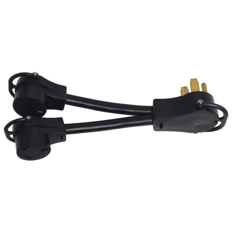 VALTERRA A10-50X30Y Mighty Cord 12" Adapter Cord w/Handle - 50AM to 30AF x 2-Y, Red